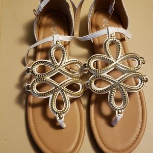 Gold/White Sandals